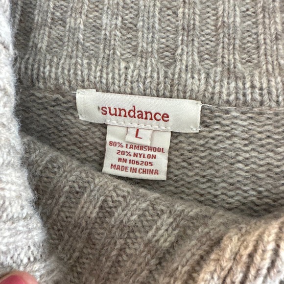 NWOT Womens Sundance Stratton Cream Wool Snowflake Sweater Split Cowl Neck Large - Picture 3 of 4
